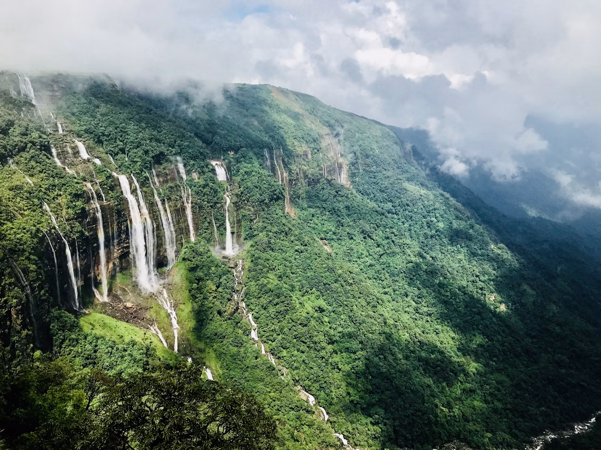 Waterfall landscape in Meghalaya